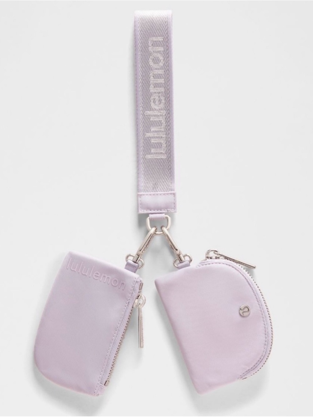 💓2for60 NWT lululemon athletica Faint Lavender Dual Pouch Wristlet Metallic